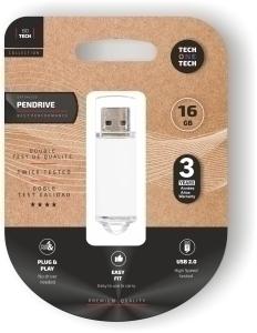 MEMORIA USB 16GB TECH-ONE-TECH BASIC 2.0 BLANCO (Incluye Canon LPI de 0.24  )