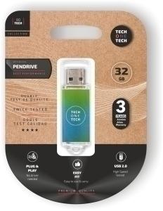MEMORIA USB 32GB TECH-ONE-TECH BASIC 2.0 GRADIENT GREEN OCEAN (Incluye Canon LPI de 0.24  )