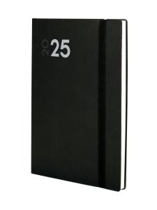 AGENDA ANUAL (2025) FINOCAM DYNAMIC MARA COSIDA tapa FLEXIBLE con GOMA Y10 140x204 S/V APAIS. NEGRO