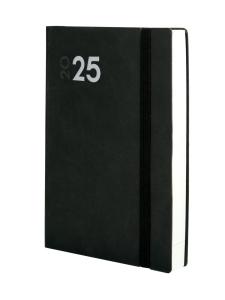 AGENDA ANUAL (2025) FINOCAM DYNAMIC MARA COSIDA tapa FLEXIBLE con GOMA Y10 140x204 D/P NEGRO