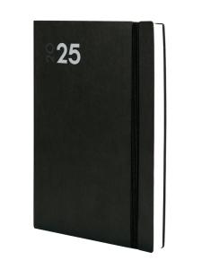 AGENDA ANUAL (2025) FINOCAM DYNAMIC MARA COSIDA tapa FLEXIBLE con GOMA Y11 165x240 D/P NEGRO