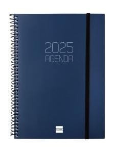 AGENDA ANUAL (2025) FINOCAM ESPIRAL OPAQUE ESPIRAL tapa PP con GOMA E10 155x212 S/V APAIS. AZUL