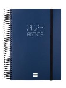 AGENDA ANUAL (2025) FINOCAM ESPIRAL OPAQUE ESPIRAL tapa PP con GOMA E10 155x212 D/P AZUL