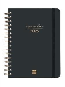AGENDA ANUAL (2025) FINOCAM ESPIRAL ALMA WIRE-O tapa DURA con GOMA E10 155x212 DP NEGRO