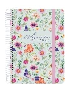 AGENDA ANUAL (2025) FINOCAM CLOE ESPIRAL tapa EXTRA con GOMA E10 155x212 D/P VERDE