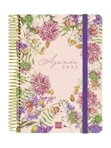 AGENDA ANUAL (2025) FINOCAM CLOE ESPIRAL tapa EXTRA con GOMA E10 155x212 D/P ROSA