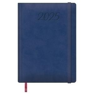 AGENDA ANUAL (2025) DOHE MANAOS COSIDA tapa ACOLCHADA POLIPIEL CON GOMA 17x24 D/P AZUL