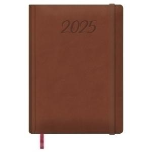AGENDA ANUAL (2025) DOHE MANAOS COSIDA tapa ACOLCHADA POLIPIEL CON GOMA 17x24 D/P MARRON