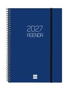 AGENDA ANUAL (2027) FINOCAM ESPIRAL BASIC OPAQUE ESPIRAL tapa PP con GOMA E10 155x212 S/V APAIS. AZUL