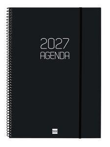 AGENDA ANUAL (2027) FINOCAM ESPIRAL BASIC OPAQUE ESPIRAL tapa PP con GOMA E40 210x297 S/V APAIS. NEGRO